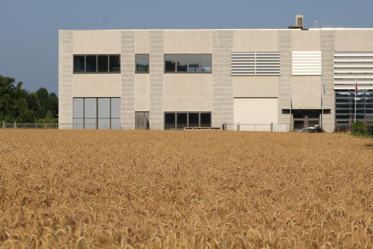 factory and countryside, agriculture and industry, wheat, cereals, industrial building, factory, agency, factory, agency, agency, agency, agency, agency